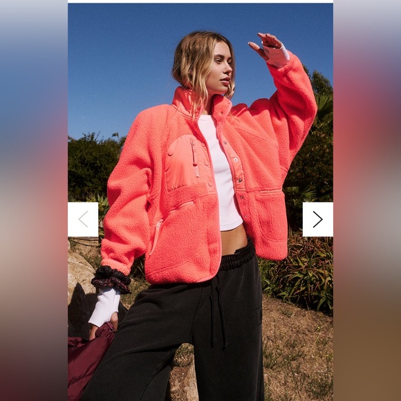 Free People Jackets & Blazers - Free People FP Movement Hit The Slopes Fleece Jacket Neon Coral Pink medium NWT